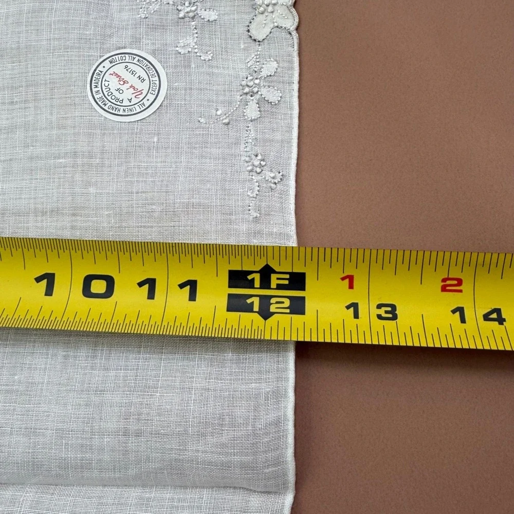 Vintage York Street Handkerchief Hand Made Madeira Linen Embroidered NOS Bridal